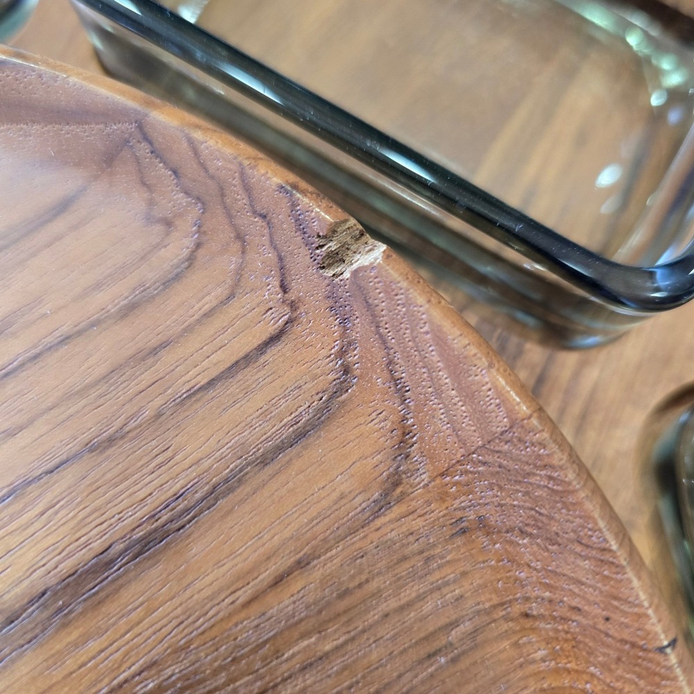 Digsmed Denmark Teak Lazy Susan 8 Smoked Glass Dishes Mid Century Modern - Picture 3 of 13